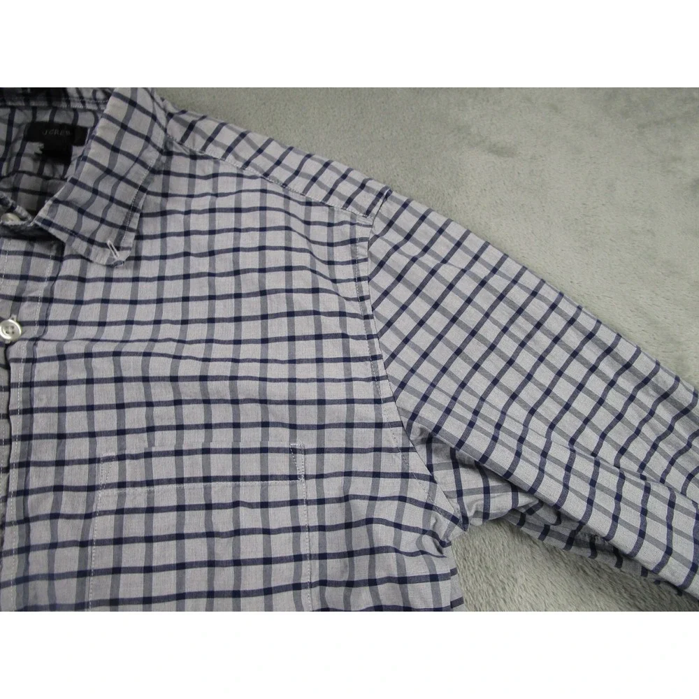 J Crew Shirt Mens Medium‎ Gray Checked Slim Fit Button Down Preppy Long Sleeve